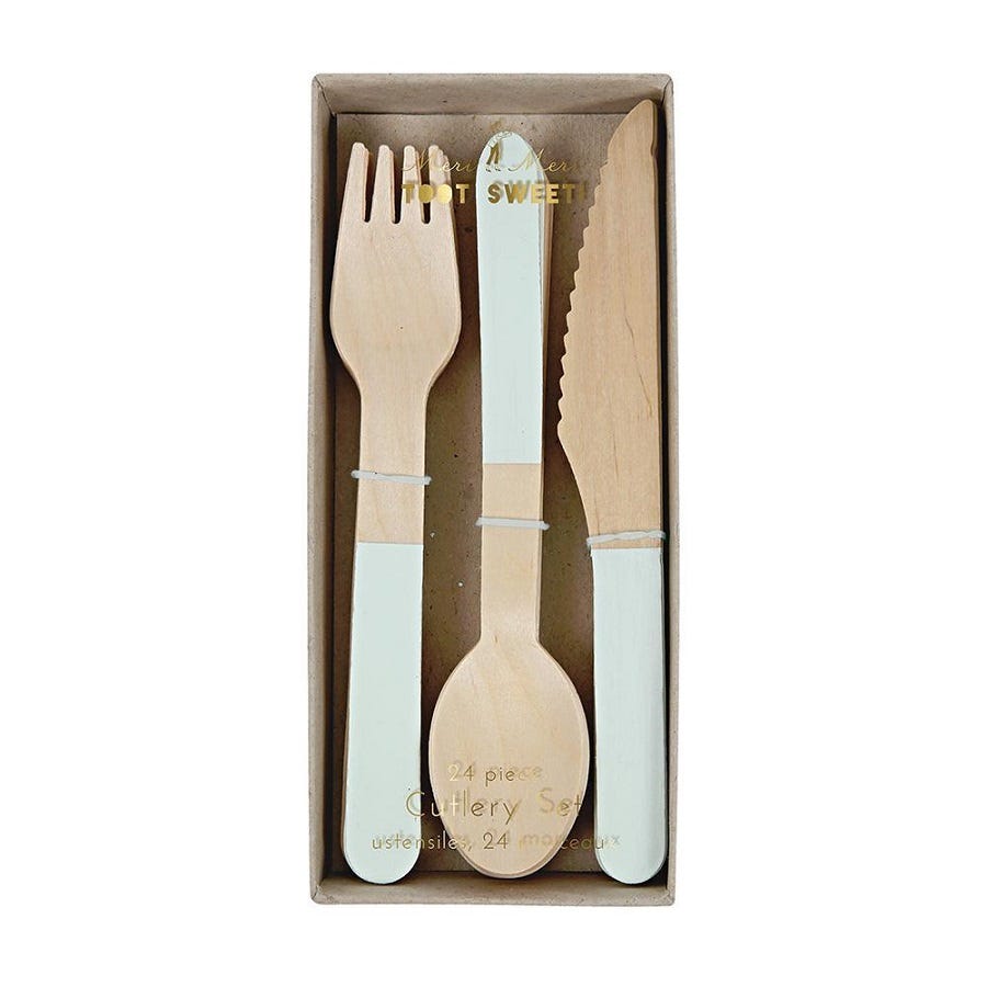 Cubiertos De Madera Wooden Cutlery Set Mint Meri Meri