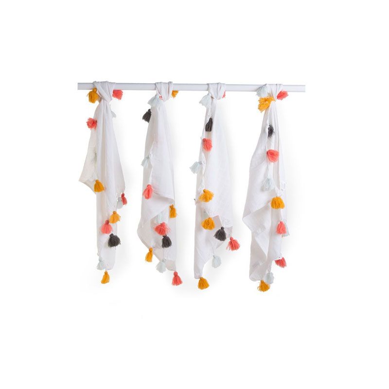 CHILDHOME TETRA CLOTHS - COTTON - WHITE + TASSEL - 4 PCS
