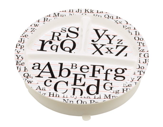 Plato Con Base Vintage Alphabet Sugar Booger