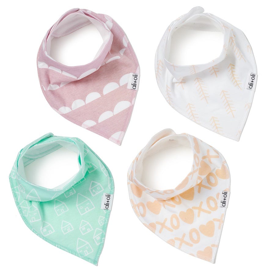 Ali+Oli Bandana Bibs (4-pack) Pastel