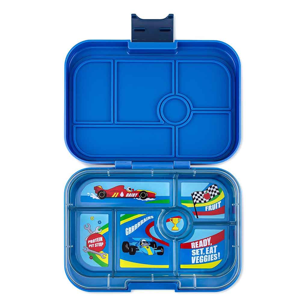 Lonchera Azul Con Estilo De Carros De Carreras Yumbox