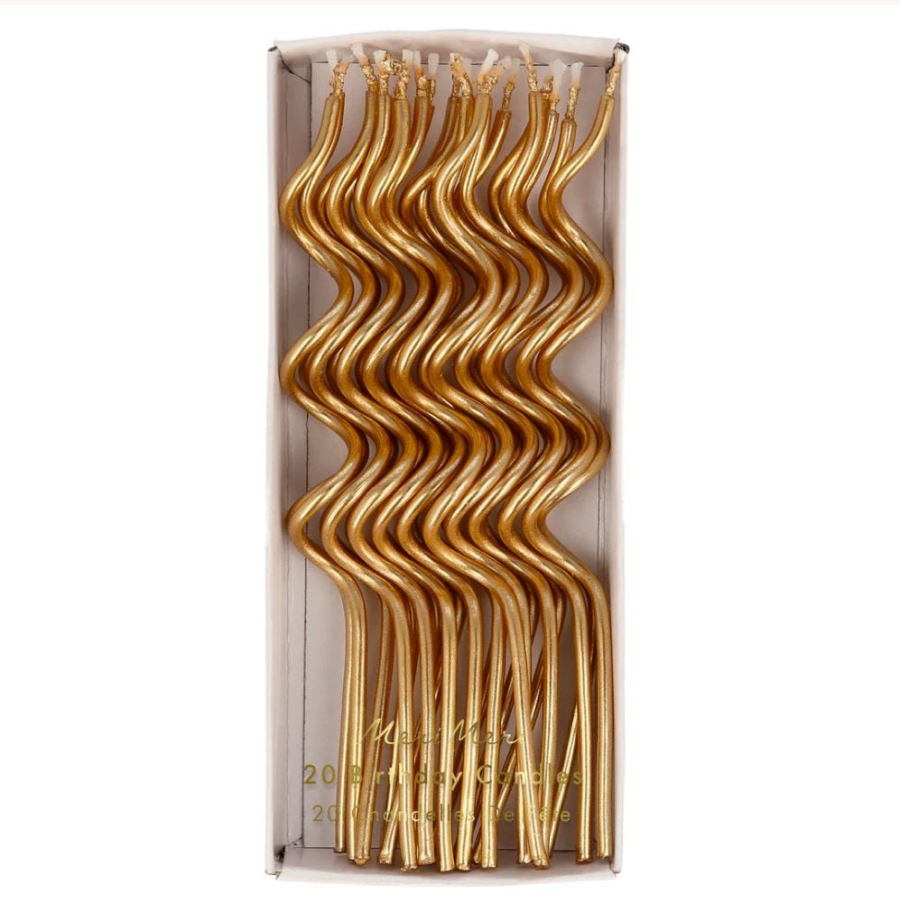 MERI MERI GOLD SWIRLY CANDLES 20 PCS