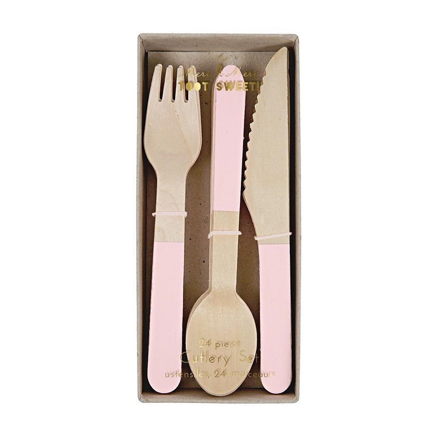 Cubiertos De Madera Pink Wooden Cutlery Set Meri Meri