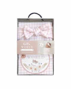 Set De Regalo Para Bebés Rosado Gingham Hello World Lolli Living