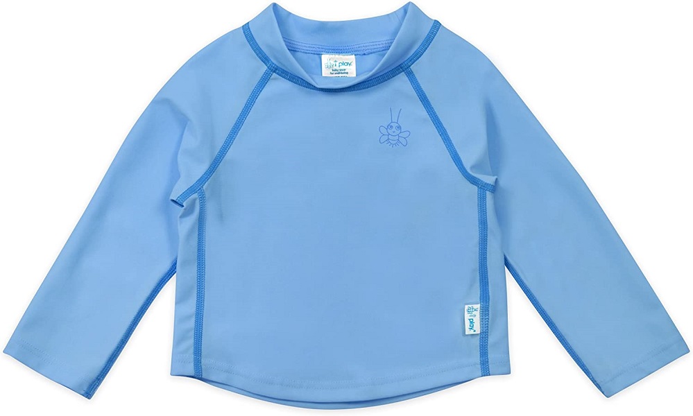Green Sprouts  Long Sleeve Rashguard Shirt-Light Blue-3T