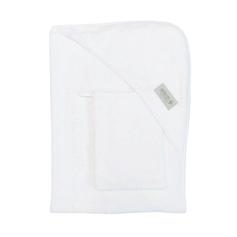 BAMBOOM HOODED TOWEL + WASH GLOVE WHITE
