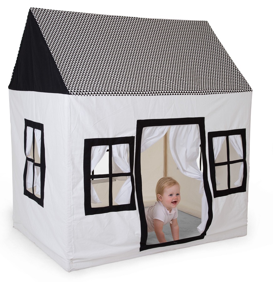 CHILDHOME LARGE PLAYHOUSE - 125X95X145 CM - COTTON POLYESTER - BLACK WHITE