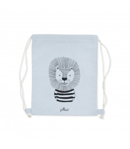 Mochila 30X35Cm Canvas Wild Animals Soft Blue Jollein