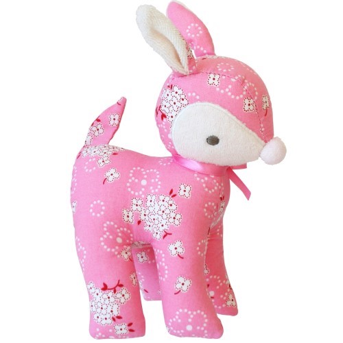 Alimrose Baby Deer Rattle Pink Bouquet
