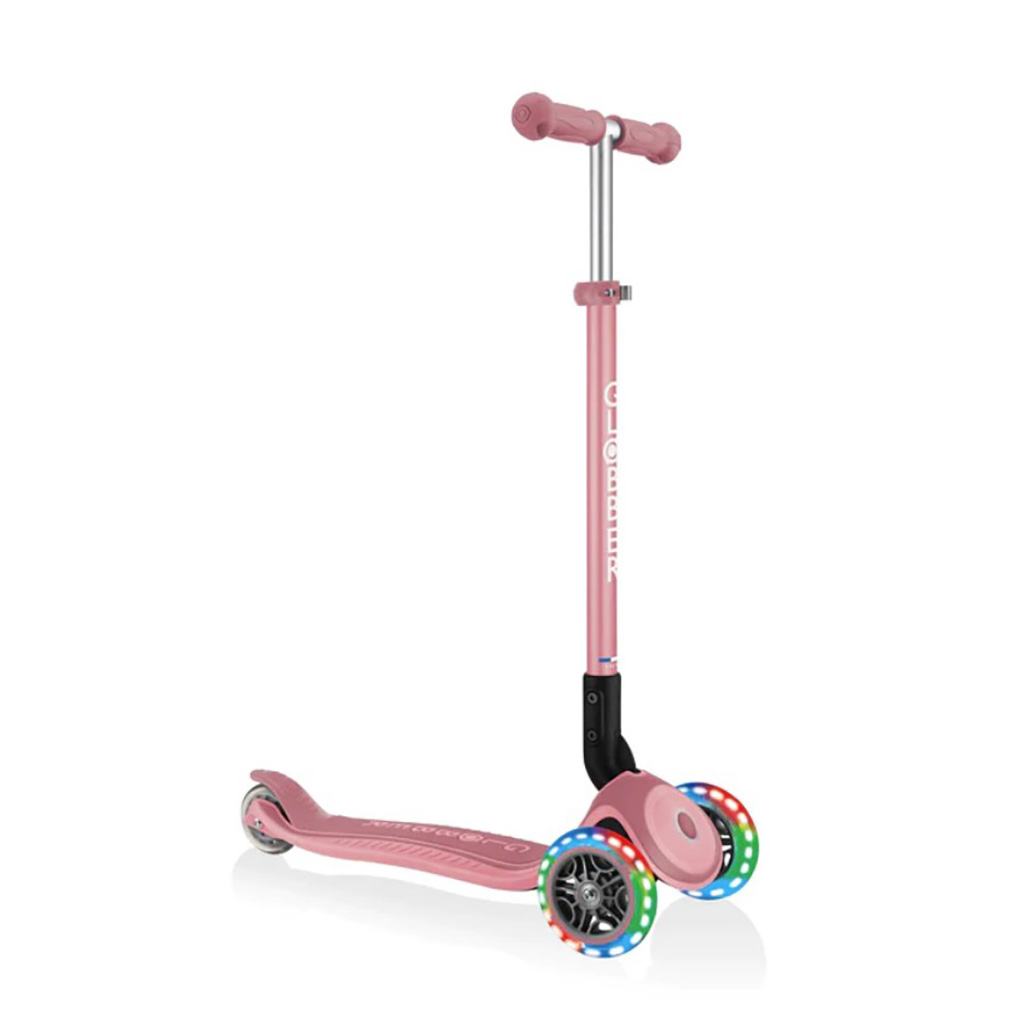 Scooter Primo Plegable Plus Luces Rosado Globber