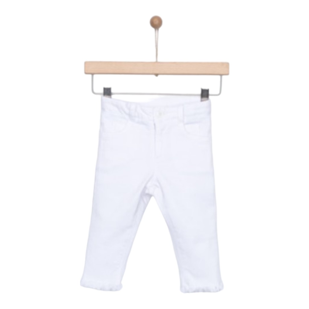 Pantalon Bebe Niña Denim Blanco 2-3A