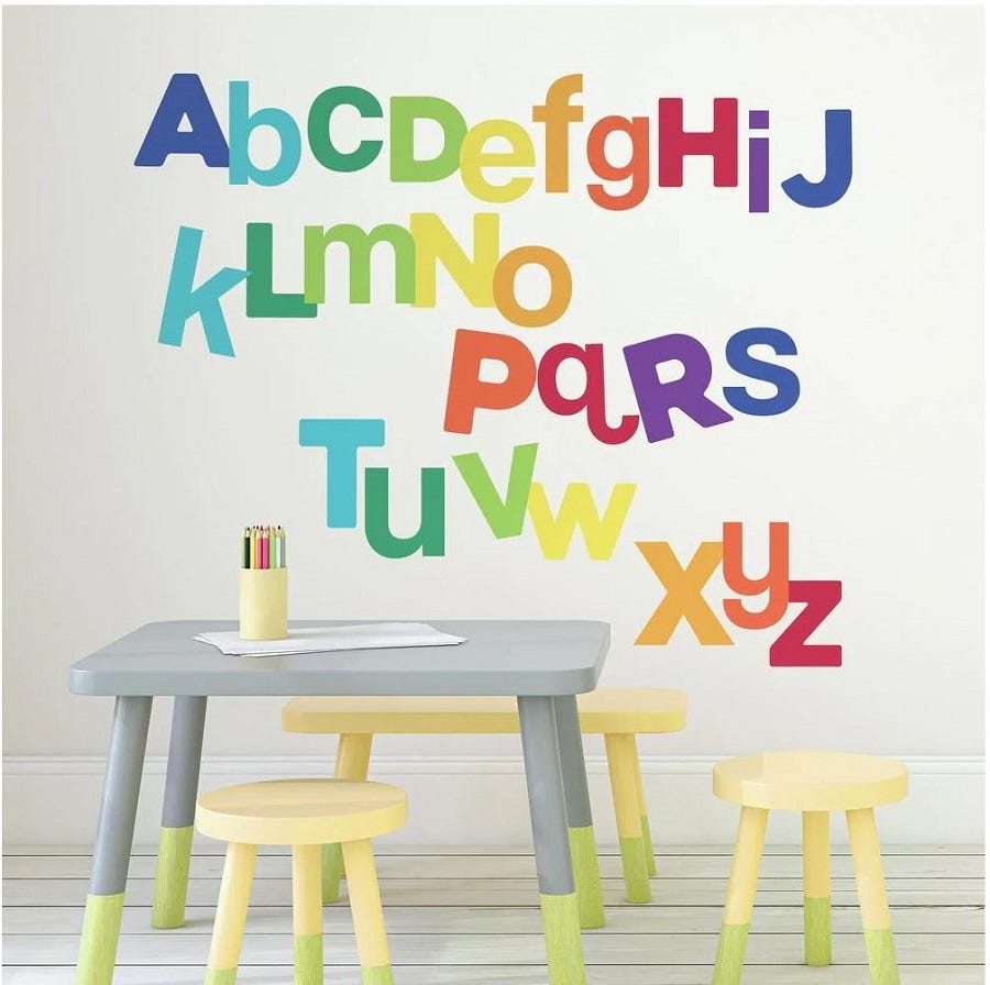 Calcomanía De Pared Multicolored Alphabet Wallcoverings