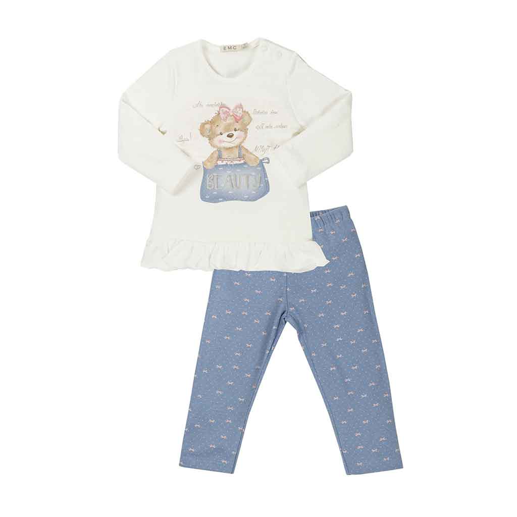 Pijamas Manga Larga Blanca Para Niña De 9 Meses