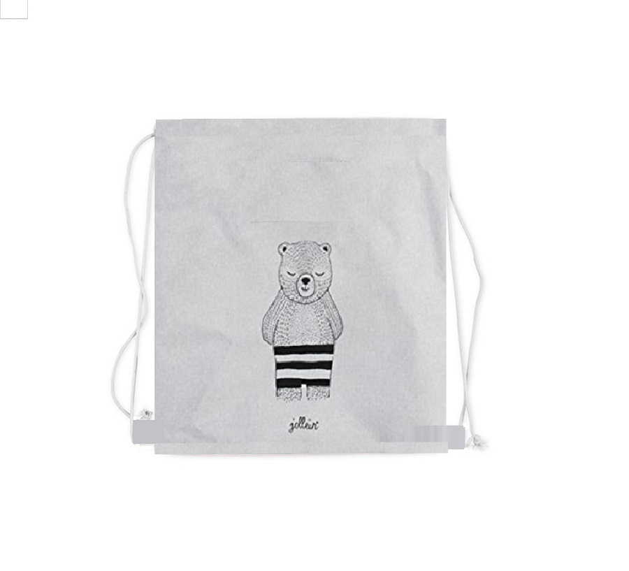 Mochila 30X35Cm Canvas Wild Animals Grey Jollein