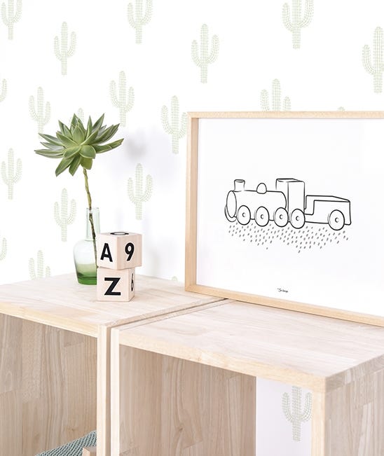 Papel Tapiz Con Estampado De Cactus Verde Lilipinso