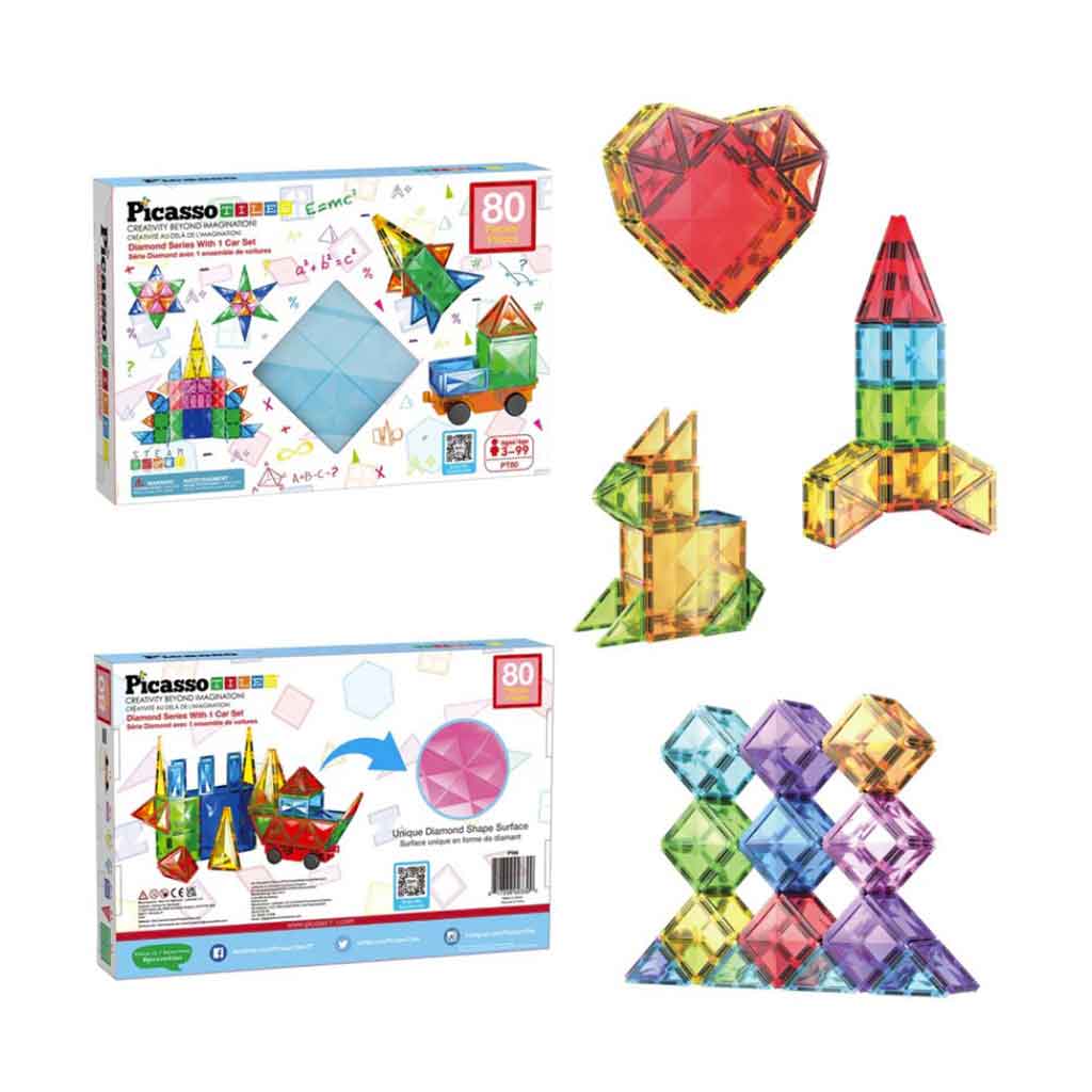 Bloques De Construcción Magnéticos 80Pcs Picasso Tiles