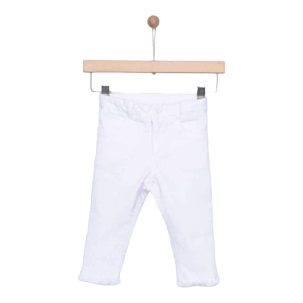 Pantalon Bebe Niña Denim Blanco 9-12M
