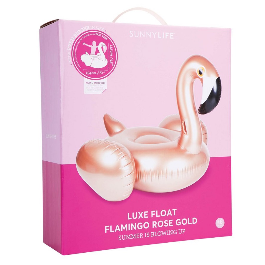 sunnylife LUXE ride-on FLOAT ROSE GOLD FLAMINGO